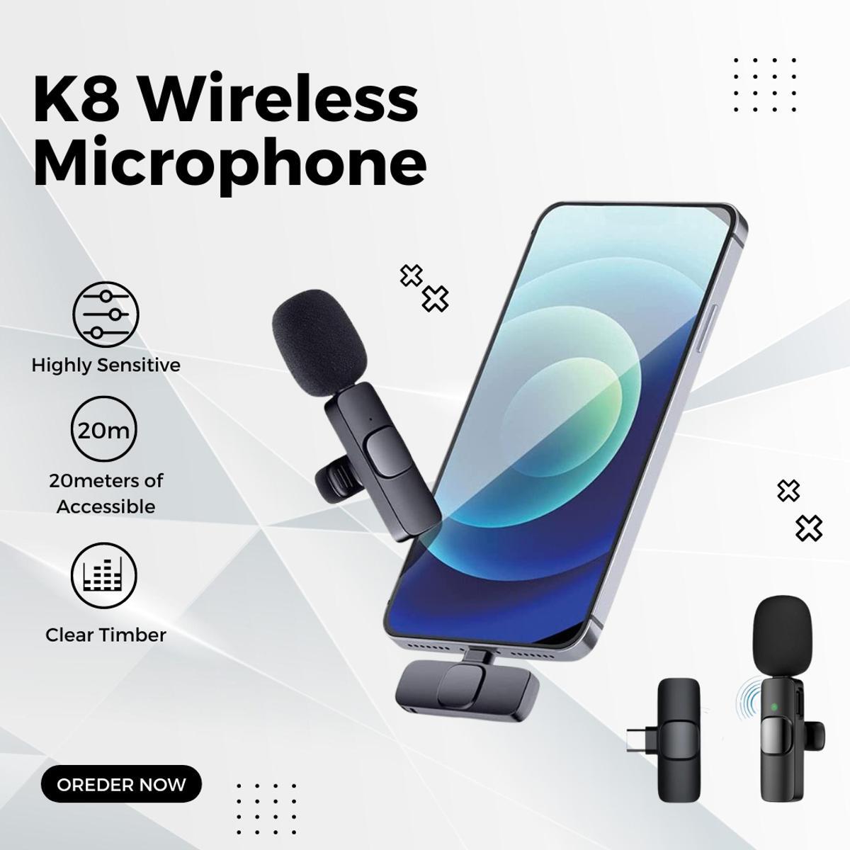 K8 Wireless Collar Mic for All Type Supported Wireless Microphone