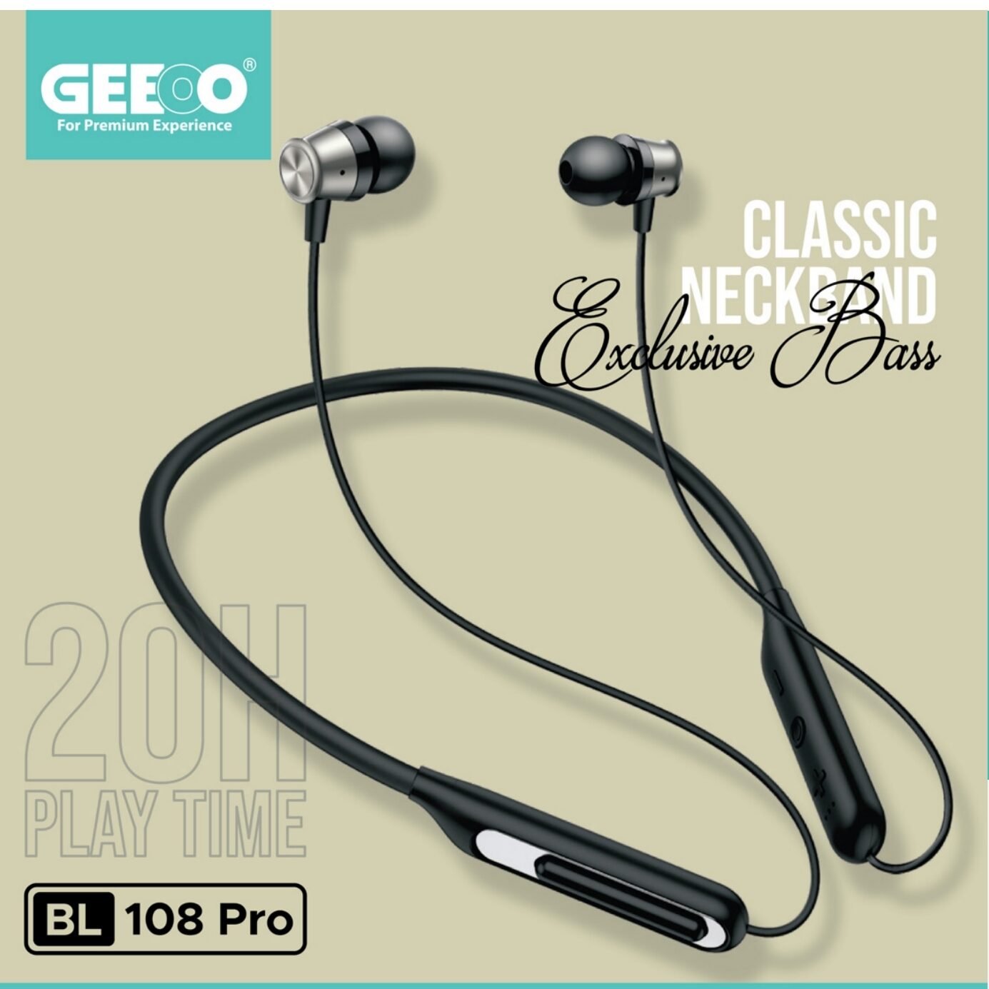Geeoo BL 108 Pro Wireless Neckband  (25hours+ Backup)