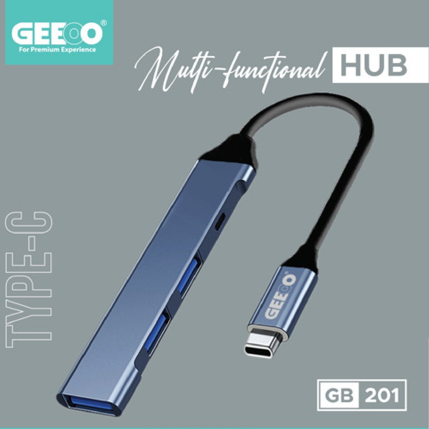 Geeoo GB201 4 Ports USB Hub  (Type-C) Multi  Interface Adapter