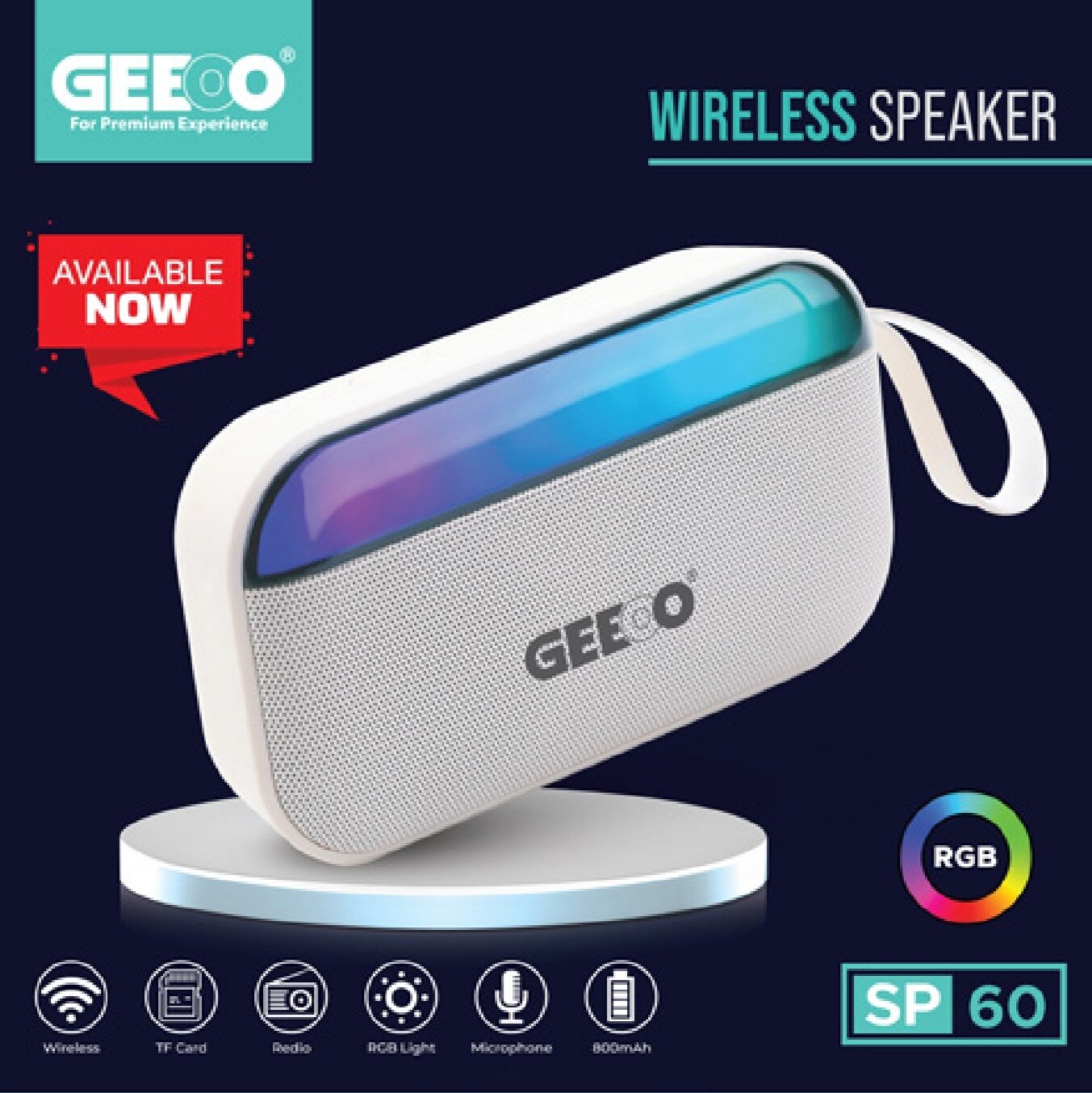 Geeoo SP60 Wireless Speaker  with RGB Lighting &  Powerful Sound