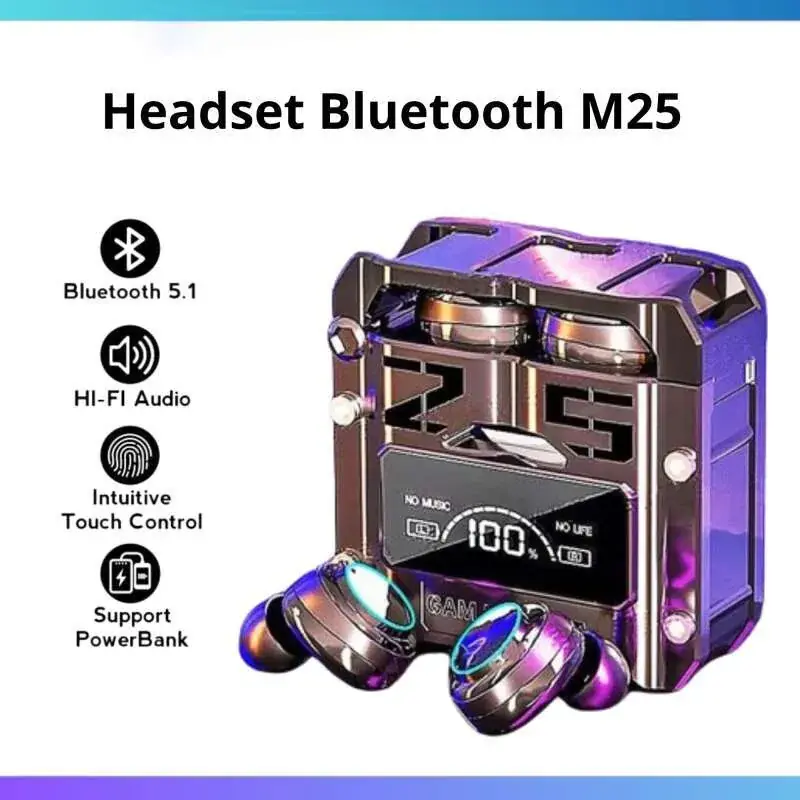 M25 True Wireless Earbuds with Touch Control, Noise Reduction, IPX7 Waterproof, Stereo Sound