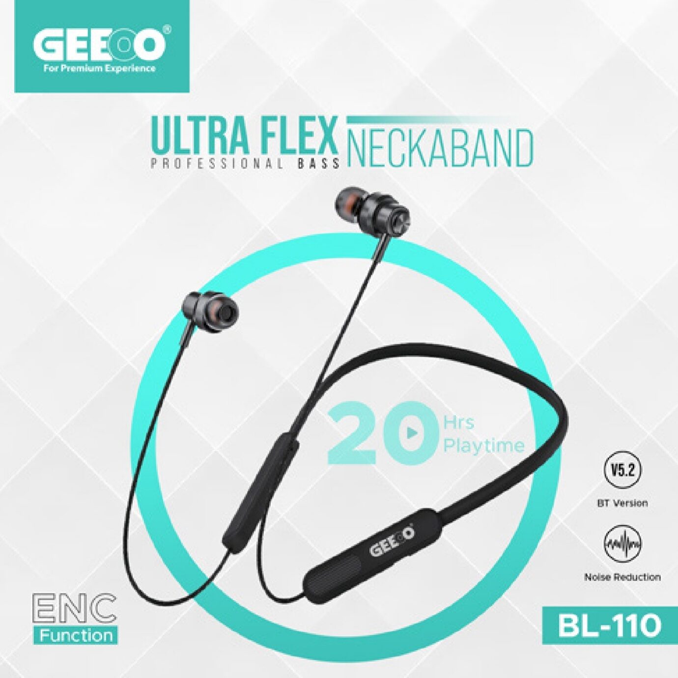 Geeoo BL 110 Ultra Flex Neckband  Professional Bass ENC  Function