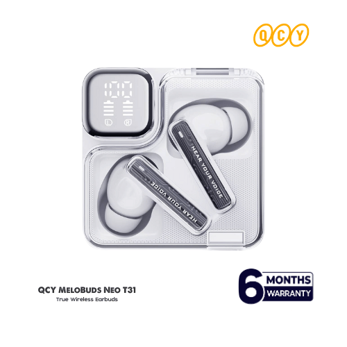 QCY MeloBuds Neo T31 Sci-Fi Aesthetic Earbuds white