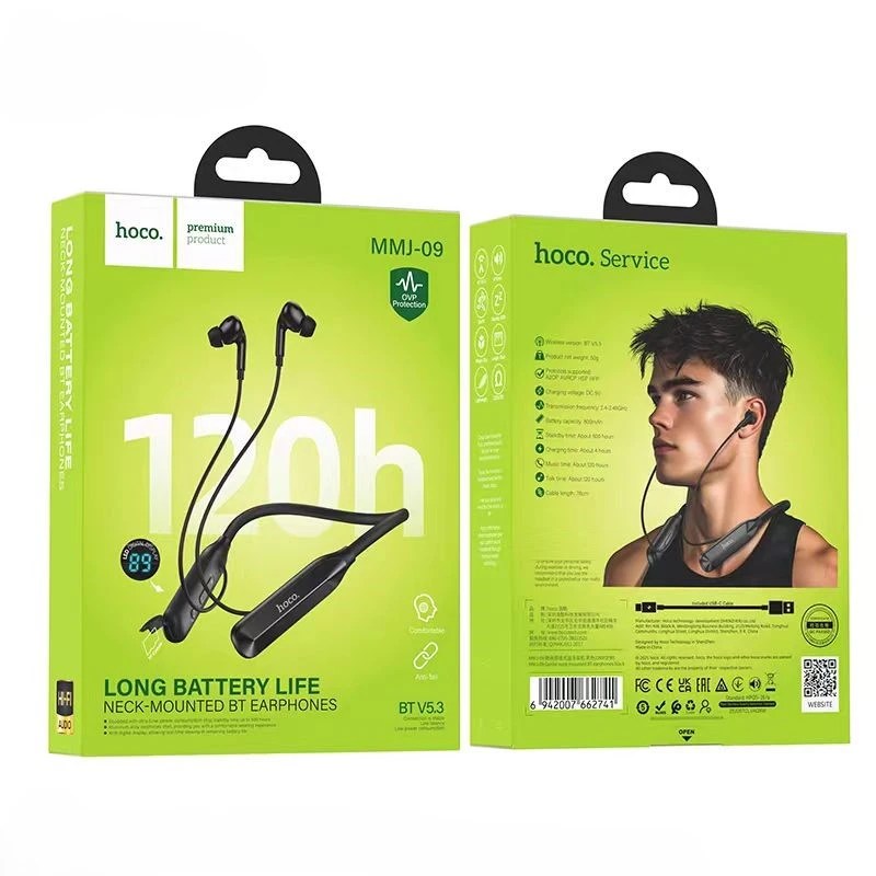 Hoco MMJ09 Wireless Neckband | 120 Hour Talk/Music Time | 500-Hour Standby
