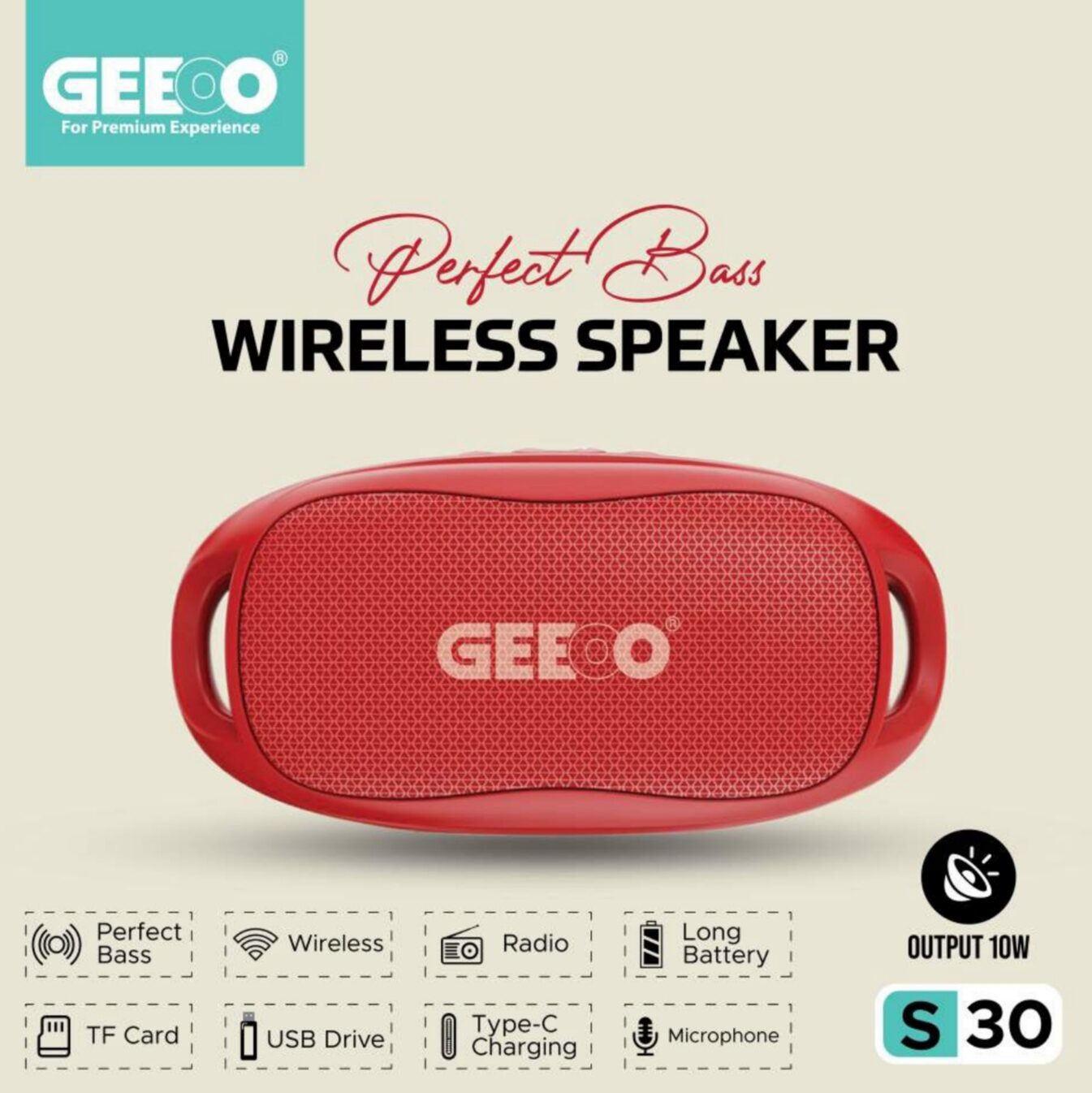 Geeoo S30 PERFECT BASS  WIRELESS SPEAKER