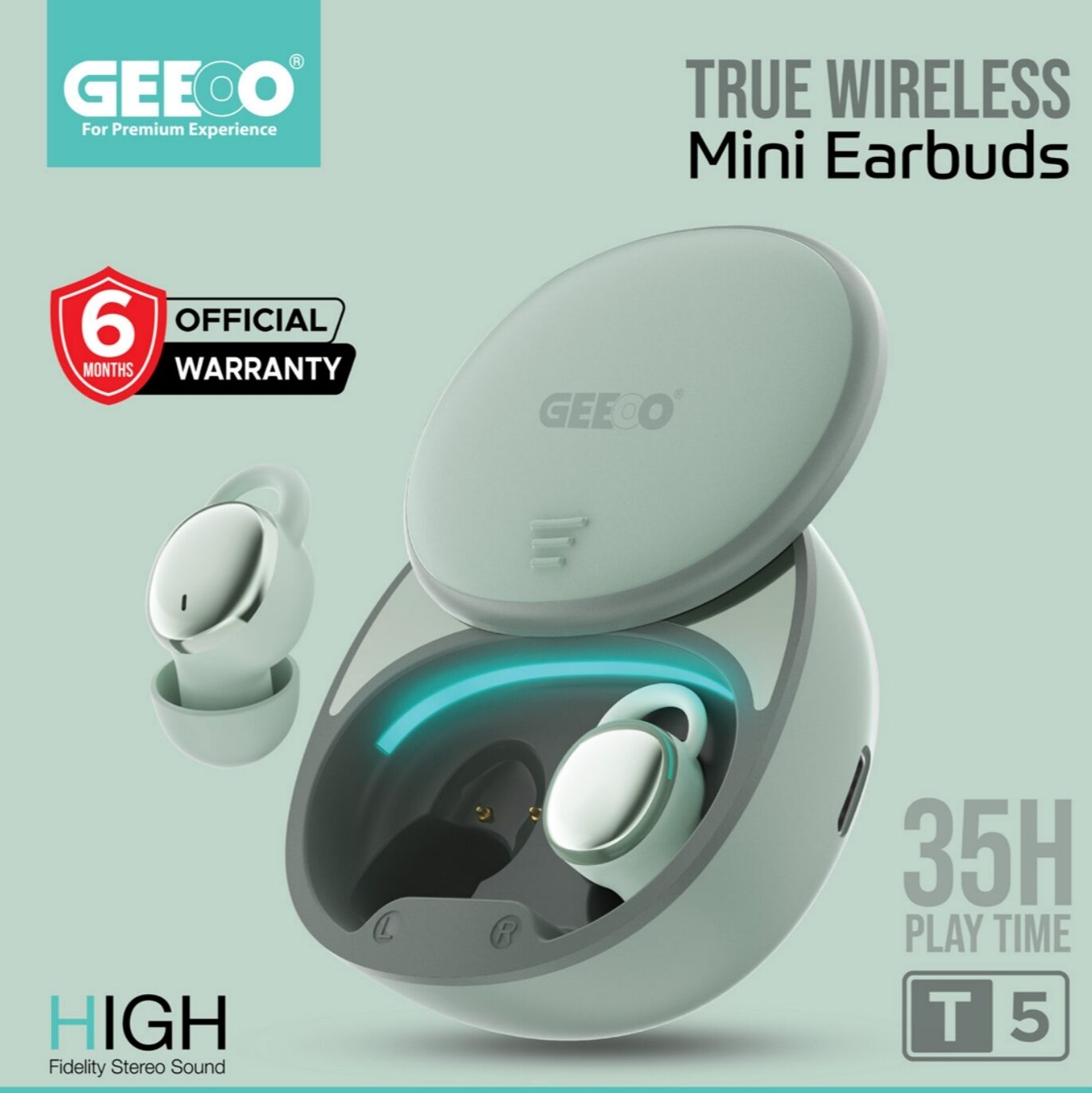 Geeoo T5 TWS Touch Control  Wireless Earbuds