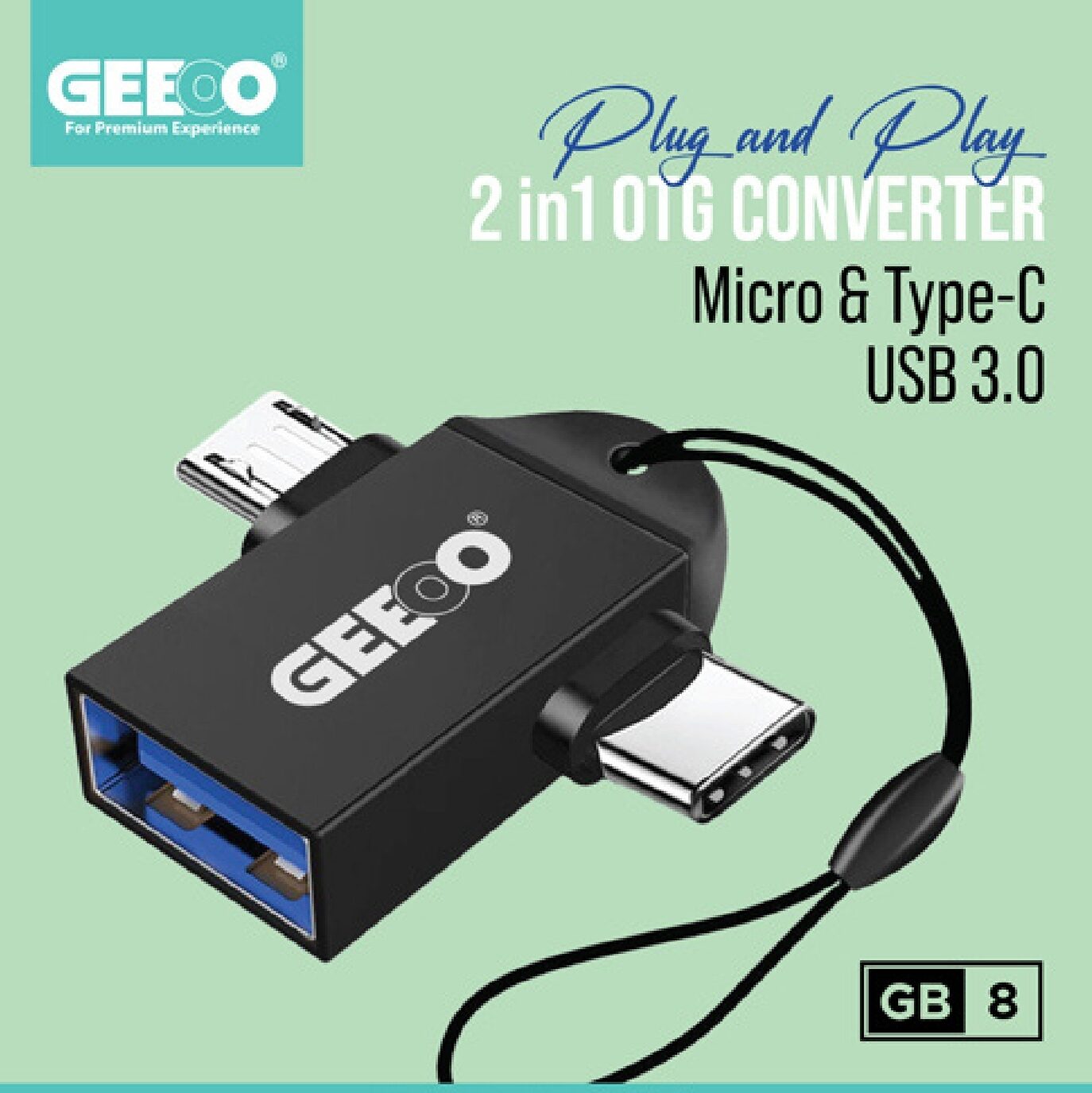 Geeoo GB8 2 in 1 Micro to Type-C  OTG Converter  (USB-3.0)