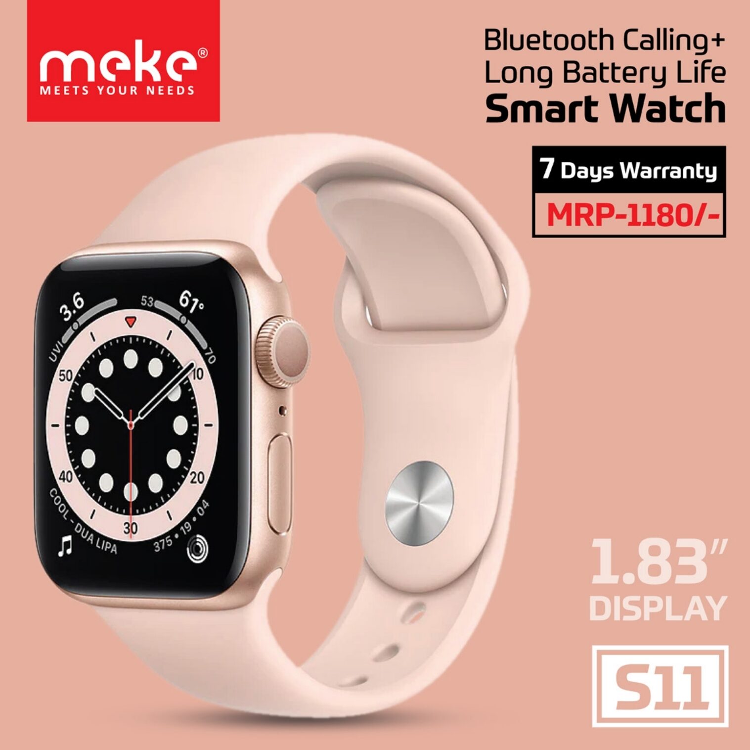 Meke S11 Bluetooth Calling  Smart watch