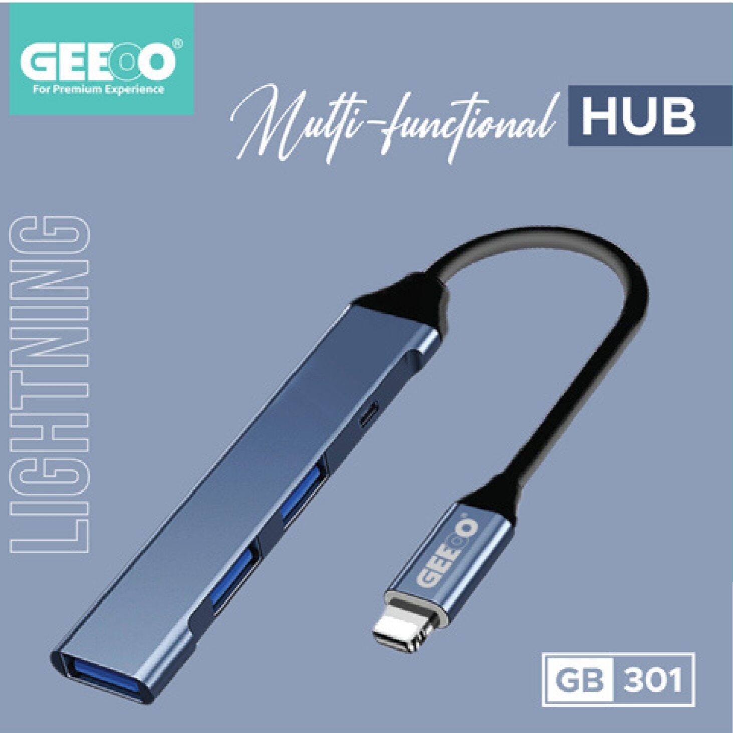 Geeoo GB 301 4 Ports USB Hub  (Lightning) Multi  Interface Adapter