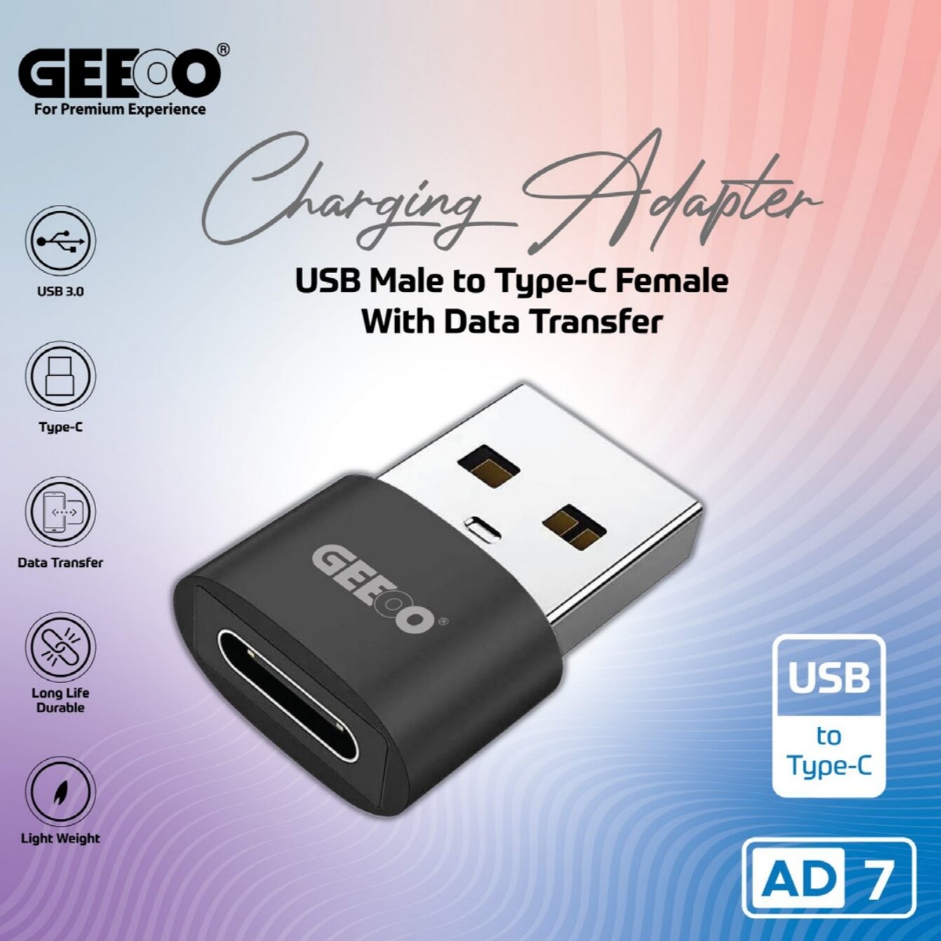 Geeoo AD 7 USB to Type-C  Charging Adapter